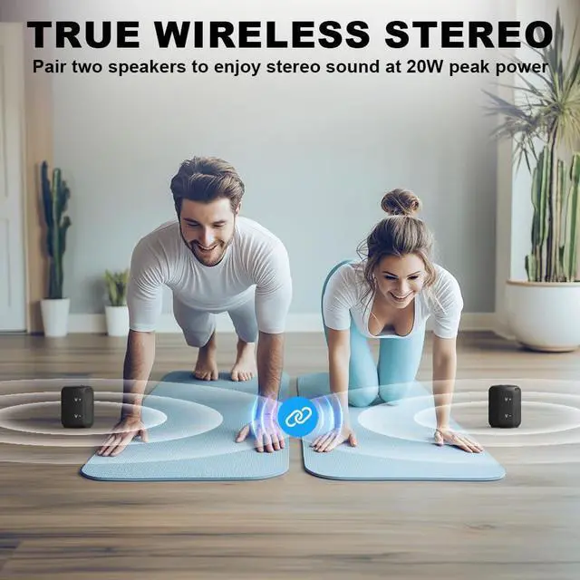 Alt view image 3 of 7 - Bobtot Portable Speaker Bluetooth, IPX6 Shower Speaker Waterproof, 15H Playing Time, Loud and Stereo Sound with Bass, Dual Pairing for Party, Camping, Travel, Red