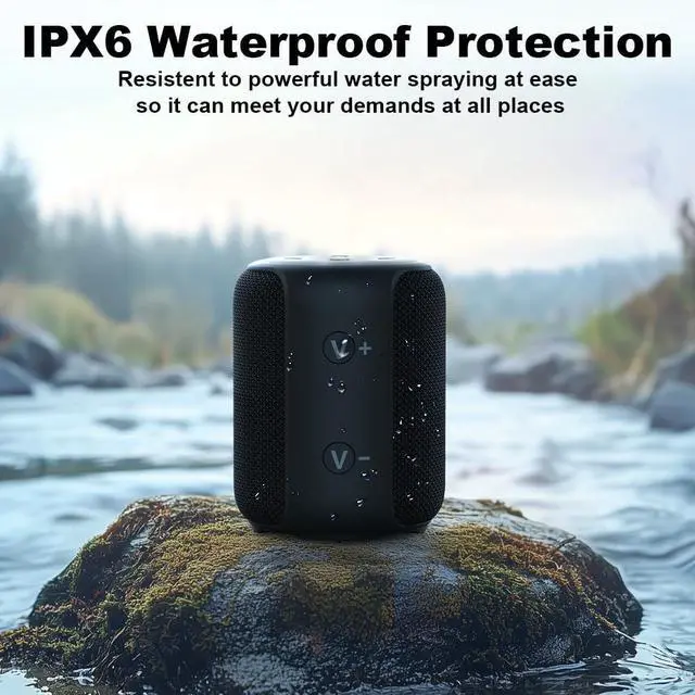 Alt view image 5 of 7 - Bobtot Portable Speaker Bluetooth, IPX6 Shower Speaker Waterproof, 15H Playing Time, Loud and Stereo Sound with Bass, Dual Pairing for Party, Camping, Travel, Red