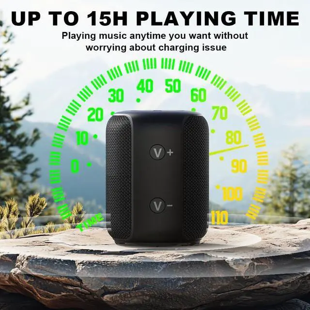 Alt view image 6 of 7 - Bobtot Portable Speaker Bluetooth, IPX6 Shower Speaker Waterproof, 15H Playing Time, Loud and Stereo Sound with Bass, Dual Pairing for Party, Camping, Travel, Red