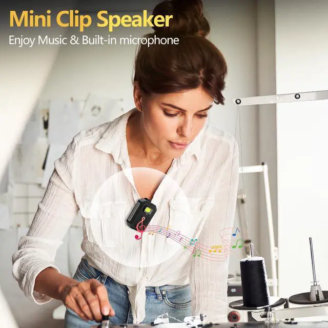 Alt view image 6 of 7 - Wearable Bluetooth Speaker IPX7 Waterproof Clip on Speaker, Mini Bluetooth Speake/Clean Sound/Stereo Pair/Wireless Running Speake Built-in Mic/Lightweight for Audiobooks Outdoor Golf Work Pool