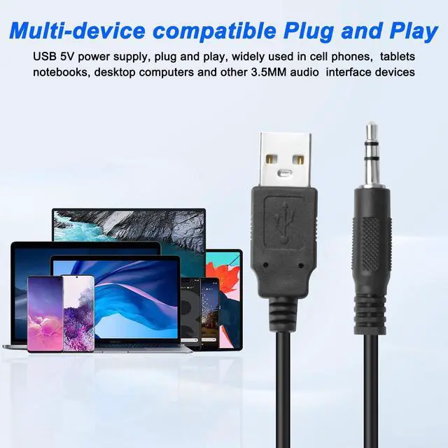 Alt view image 7 of 7 - XMSJSIY Mini Computer Speaker for Desktop PC 3.5mm TRS Input with Volume Control USB Powered Stereo Hidden Type Small Speakers for PC Laptop Phone Notebook -1.2M/3.9FT 1 Pair