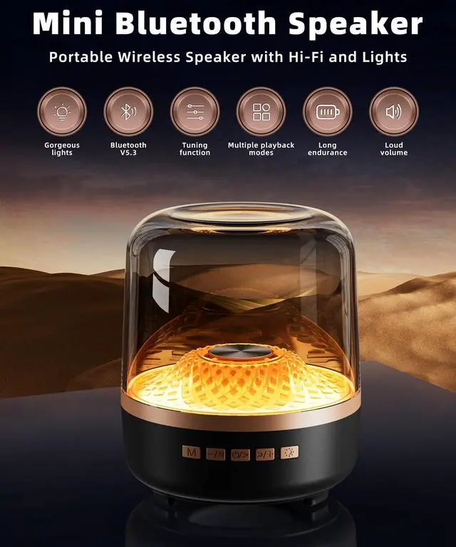 Alt view image 2 of 7 - Bluetooth Speaker with HD Sound and Lights, Portable Wireless, Long-lasting battery life, TWS Pairing, for Home/Party/Outdoor/Travel/Beach, Stocking Stuffers, White Elephant Gifts for Adults (Black)