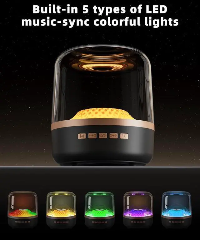 Alt view image 4 of 7 - Bluetooth Speaker with HD Sound and Lights, Portable Wireless, Long-lasting battery life, TWS Pairing, for Home/Party/Outdoor/Travel/Beach, Stocking Stuffers, White Elephant Gifts for Adults (Black)