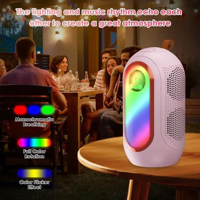 Alt view image 3 of 7 - Olycism Mini Karaoke Machine for Kids & Adults with 2 Wireless Microphones Portable Karaoke Machine 2x5W Bluetooth Speaker Birthday Gift Toys Gifts for Kids Family Home Outdoor Party Pink