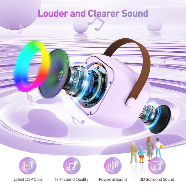 Alt view image 2 of 7 - Karaoke Machine for Kids Adults, Karaoke Toys Gifts for Girls Boys, Portable Bluetooth Speaker with Wireless Microphone, Birthday Gifts for Girls Boys Ages 4, 5, 6, 7, 8, 9, 10, 12+ Years Old