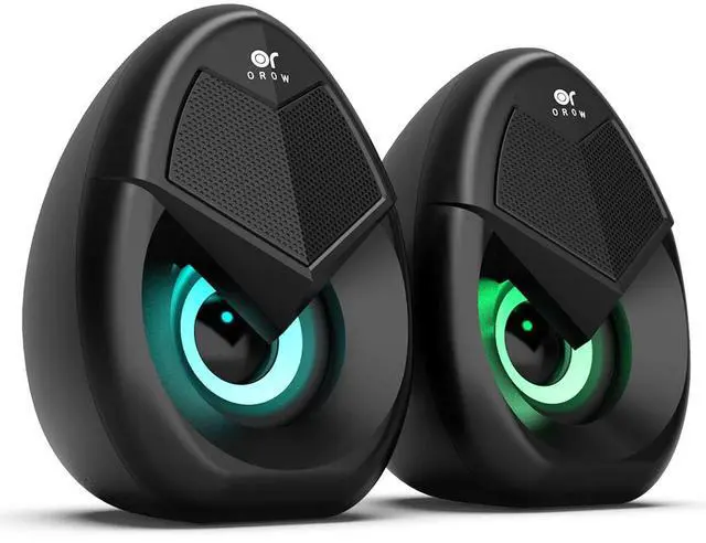 Main image of OR O R O W OROW Computer Speakers,Mini 10W RGB PC Speakers with Colorful LED, Volume Control - Gaming Speakers for Desktop/Laptop, 3.5mm Aux (S208) (2.0)