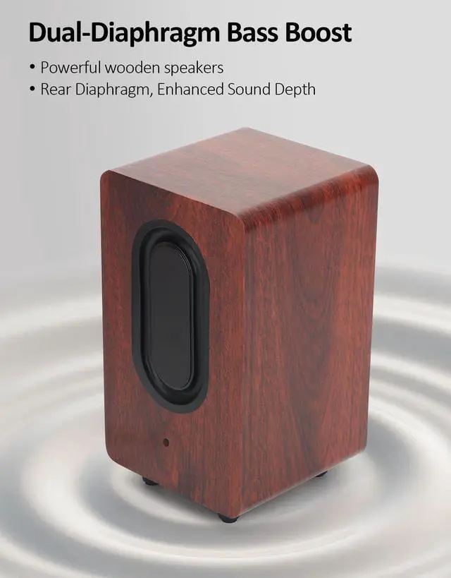 Alt view image 2 of 6 - Small Computer Speakers, 2.0 Wooden Speakers for PC or Laptop, USB-Powered Small PC Speakers, Suitable for Desktop Computers/Laptops Built-in 2x2 Speaker Diaphragms