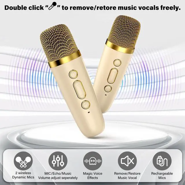 Alt view image 3 of 7 - HWWR Kids Karaoke Machine: Mini Karaoke Machine with Microphone for Home Party, Kids Christmas Halloween Birthday Gifts, Music Toys for Girls Boys Teen Age 3, 4, 5, 6, 7, 8, 9, 10, 11, 12+
