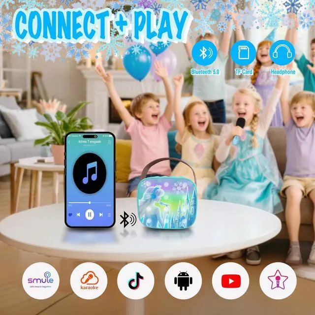 Alt view image 5 of 7 - Frozen Toys for Girls Mini Karaoke Machine for Kids Princess Toys 3 4 5 6 7 8 9 10 Year Old Girl Birthday Gifts Kids Toys Toddler Wireless Microphones