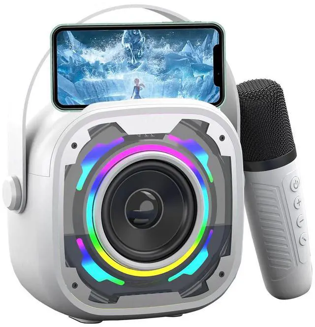 Main image of Mini Karaoke Machine for Kids Adults, Portable Bluetooth Speaker with Wireless Karaoke Microphone, Singing Machine Christmas Toys Birthday Gifts for Girls Boys Ages 3 4 5 6 7 8 9 10 11 12+ (White)