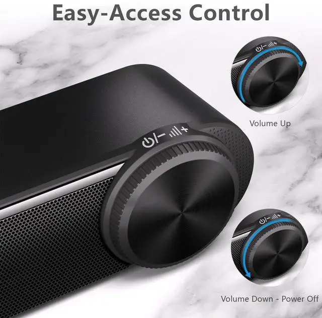 Alt view image 4 of 7 - Jeecoo A30 Wired Computer Speakers PC Soundbar for Monitor - Clear Sound, USB-Powered w/3.5mm AUX, Big Volume Control - Laptop Tablet Compatible