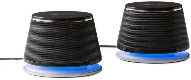 Main image of Amazon Basics Stereo 2.0 Speakers for PC or Laptop, 3.5mm Aux input, USB-Powered, 1 Pair, Black