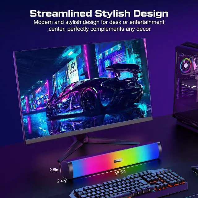 Alt view image 4 of 6 - OFFSIR Computer Speakers for Desktop, Gaming Speakers with Touch Lights PC Speakers with Surge Clear Sound, USB Powered for Computer Desktop PC Laptop Monitor