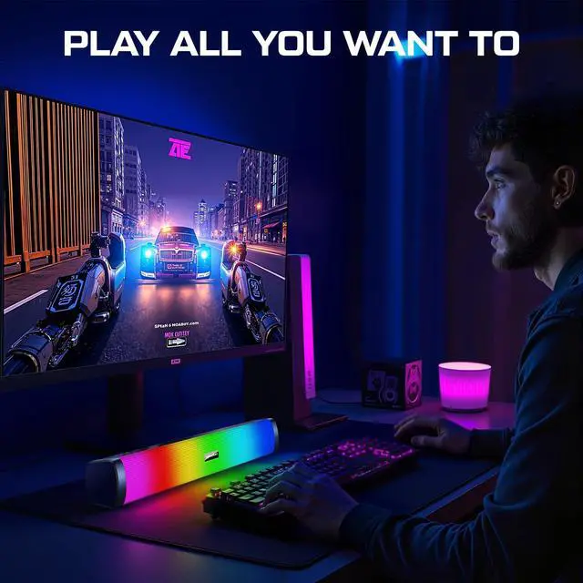 Alt view image 5 of 6 - OFFSIR Computer Speakers for Desktop, Gaming Speakers with Touch Lights PC Speakers with Surge Clear Sound, USB Powered for Computer Desktop PC Laptop Monitor