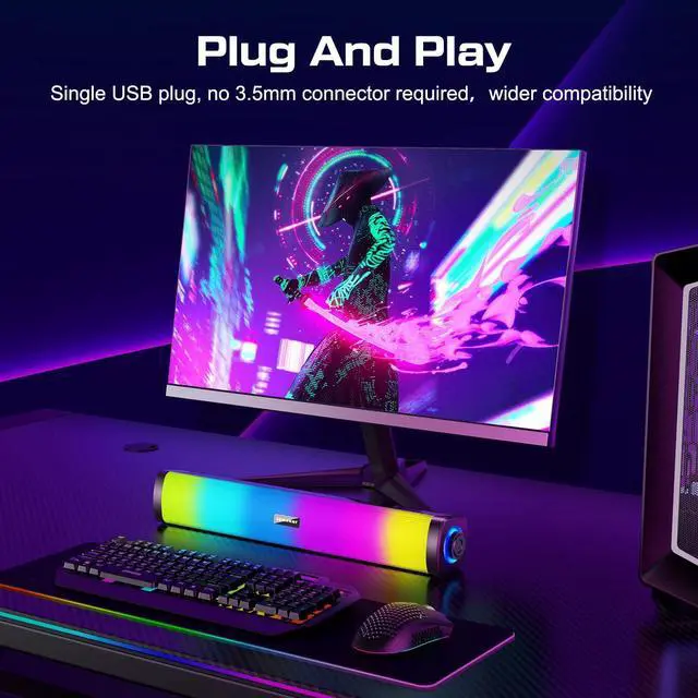 Alt view image 6 of 6 - OFFSIR Computer Speakers for Desktop, Gaming Speakers with Touch Lights PC Speakers with Surge Clear Sound, USB Powered for Computer Desktop PC Laptop Monitor