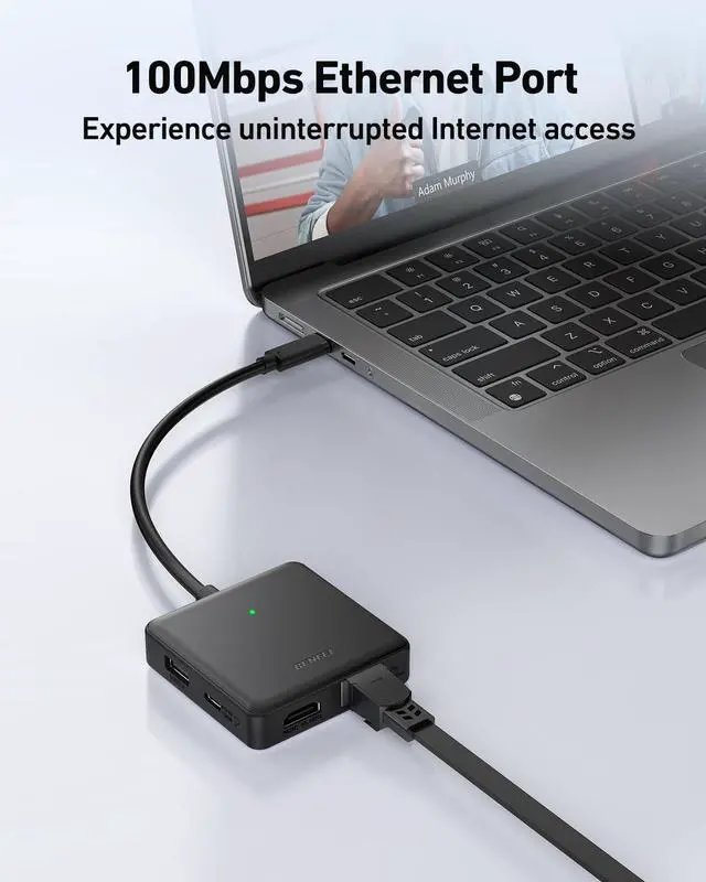 Alt view image 4 of 7 - BENFEI USB C HUB 6in1 with HDMI(4K@60Hz), 100Mbps Ethernet, 100W Power Delivery, 1*USB 3.2 10Gbps and 2*USB 2.0, Compatible with iPhone 16 Pro/Max MacBook iPad Pro iMac S23 XPS17