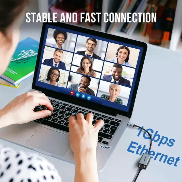 Alt view image 2 of 7 - USB C to Ethernet Adapter, Lemorele Type-C (Thunderbolt 3) to RJ45 Gigabit Ethernet, Aluminum Portable LAN Network Adapter for MacBook Pro/Air, iPad Pro/Mini, iMac, Surface Pro, Chromebook, Dell