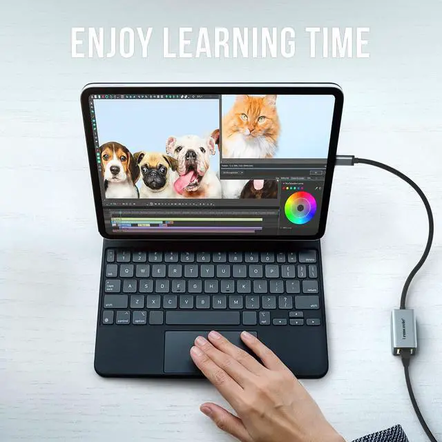 Alt view image 5 of 7 - USB C to Ethernet Adapter, Lemorele Type-C (Thunderbolt 3) to RJ45 Gigabit Ethernet, Aluminum Portable LAN Network Adapter for MacBook Pro/Air, iPad Pro/Mini, iMac, Surface Pro, Chromebook, Dell