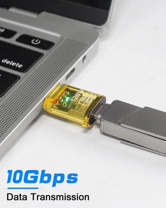 Alt view image 2 of 7 - Vszerda 4Pack 10Gbps USB C Female to USB Male Adapter 120W USB 3.2 Type C to Type A Charger Connector with Double-Side LED Comaptible for iPhone 15 16 Plus Pro Max, Laptop, Charger, Earphone, Yellow