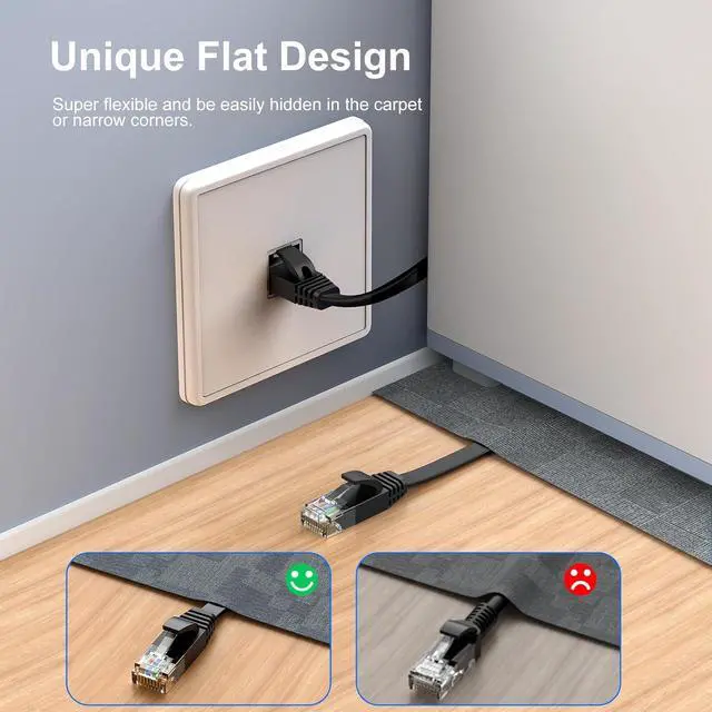 Alt view image 3 of 7 - Cat 6 Ethernet Cable 10 ft (5 Pack) (at a Cat5e Price but Higher Bandwidth) Flat Internet Network Cables - Cat6 Ethernet Patch Cable Short - Black Computer Cable with Snagless RJ45 Connectors
