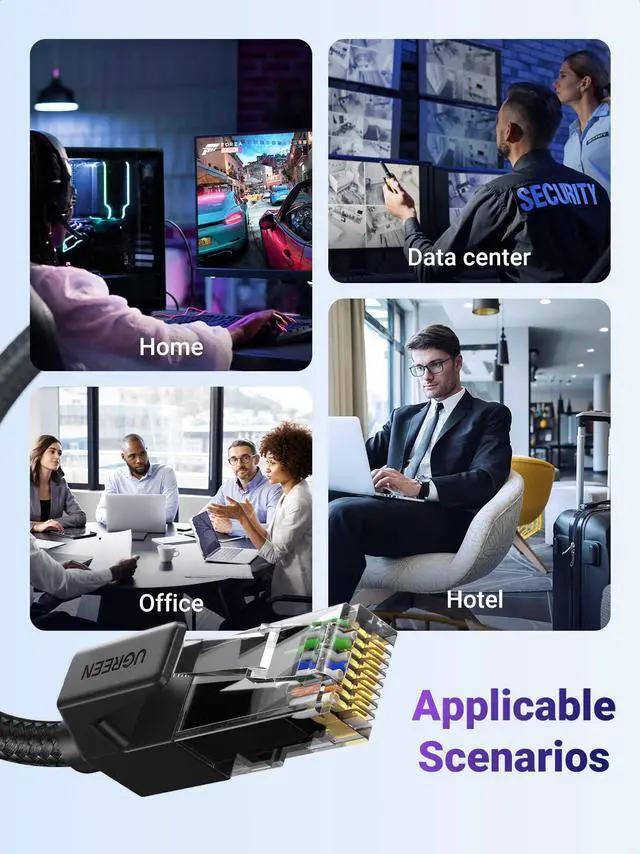 Alt view image 5 of 7 - UGREEN Cat 6 Ethernet Cable Braided Cat6 Gigabit High Speed 1000Mbps Internet Cable RJ45 Shielded Network LAN Cord Compatible for PC PS5 PS4 PS3 Xbox Smart TV Router 6FT