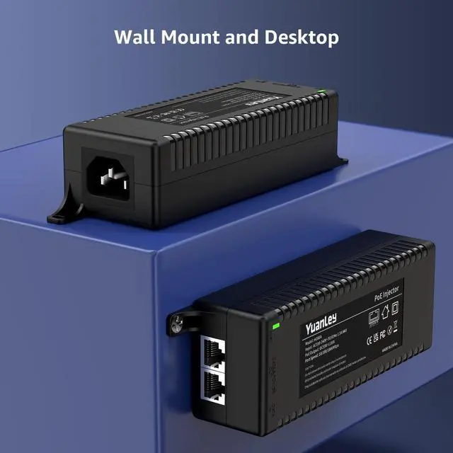 Alt view image 7 of 7 - Gigabit PoE Injector 60W, PoE++ Injector Converts Non-PoE to PoE++ Network, IEEE 802.3at/af, 10/100/1000Mbps PoE Adapter, Distances Up to 325 Feet, Plug & Play, Wall-Mounted