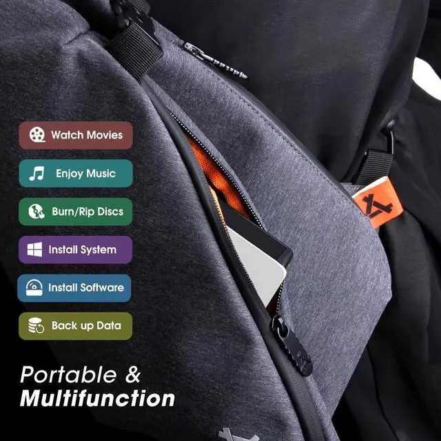 Alt view image 6 of 7 - ROOFULL External CD DVD Drive for Mac Laptop, USB 3.0 & USB-C CD DVD Reader Writer Burner Player ROM/RW Portable Optical Disc Drive for Apple MacBook Pro, iMac, Windows 11/10/8/7 Computer PC, White