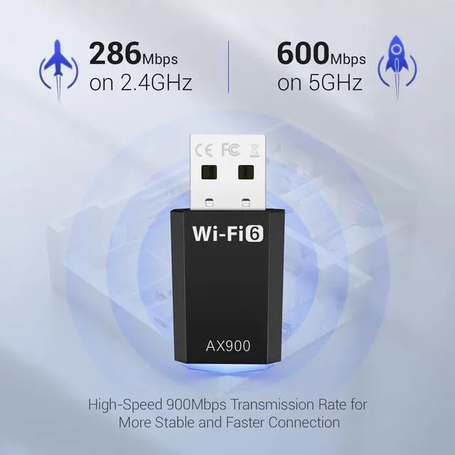 Alt view image 4 of 7 - WiFi Adapter for Desktop PC, AX900 USB WiFi 6 Adapter with 5GHz/2.4GHz Dual Band, WiFi Dongle Wireless WiFi Adapter for Supports Windows 10/11, WiFi 6 USB Adapter for PC/Desktop/Laptop