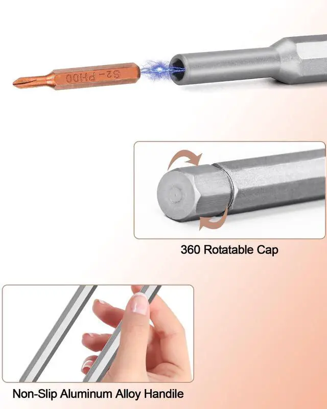 Alt view image 4 of 7 - Dndo Small Precision Screwdriver Set 25-in-1 Professional Magnetic Mini Repair Tool Kit for Laptop, Phone, PC, MacBook, Tablet, Computer, PS5, PS4, Xbox, Electronic, Glasses, Watch