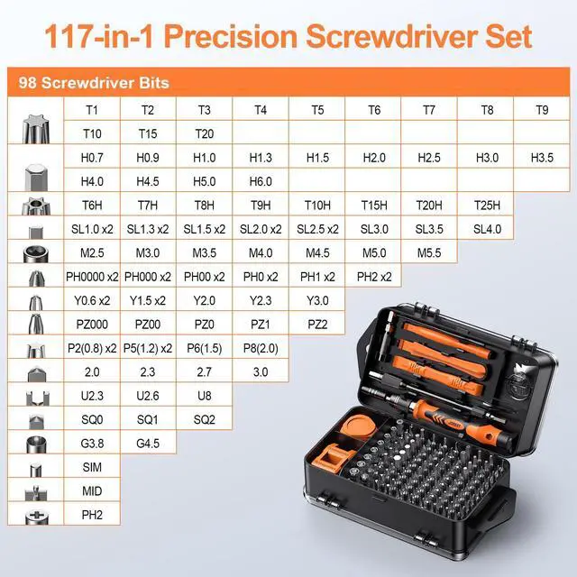 Alt view image 2 of 7 - JOREST 117 in 1 Precision Screwdriver Set, Tool Gifts for Men, Mini Repair Tool Kit with Torx Triwing Bits, Repair for Computer, Macbook, Laptop, PC, RC, PS5, iphone, Electronics, XBOX, Glasses