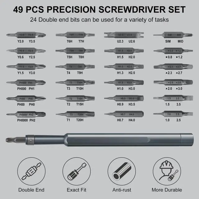 Alt view image 2 of 7 - Precision Screwdriver Set 49 in 1 SHARDEN Small Screwdriver Set Magnetic Repair Tool Kit for Laptop, iPhone, Cell Phone, PC, MacBook, Tablet, Computer, PS5, PS4, Electronic, Glasses, Watch