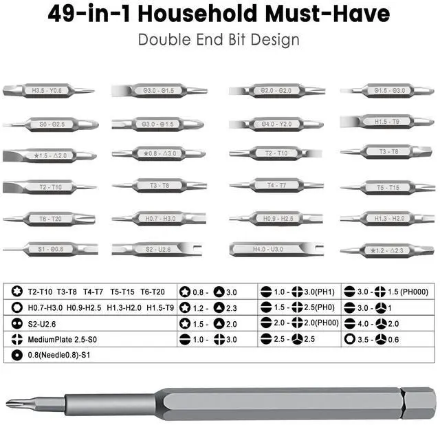 Alt view image 3 of 7 - LOPLANE 49-in-1 Precision Screwdriver Set, Tiny Torx Screwdriver Fits Glasses, Magnetic Repair Tool Kit For Laptop, Iphone, Macbook, Tablet, Computer, Ps5, Electronics, Watch, Xbox, Camera