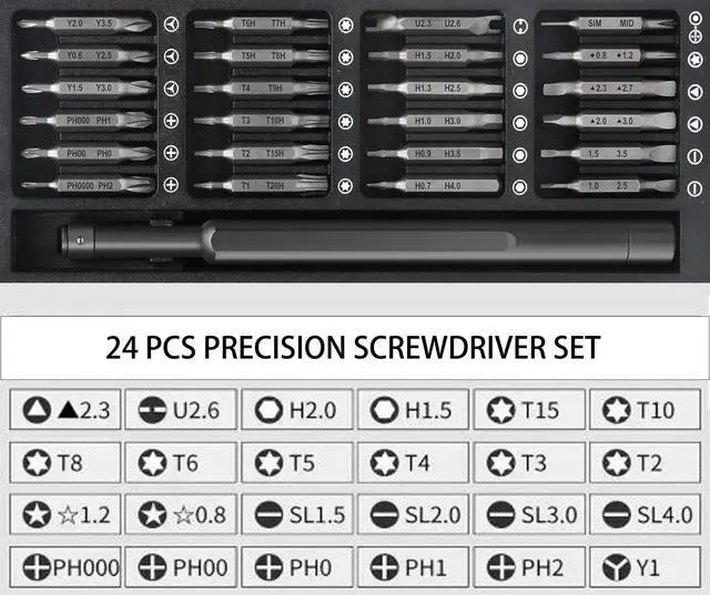 Alt view image 2 of 4 - Precision Screwdriver Set 25 in 1 Magnetic Screwdriver Set. Mini Screwdriver Set for electronics Repair Tablet, PC, Watches, Laptops, MacBooks, iPhone, PS5, Eye Glasses