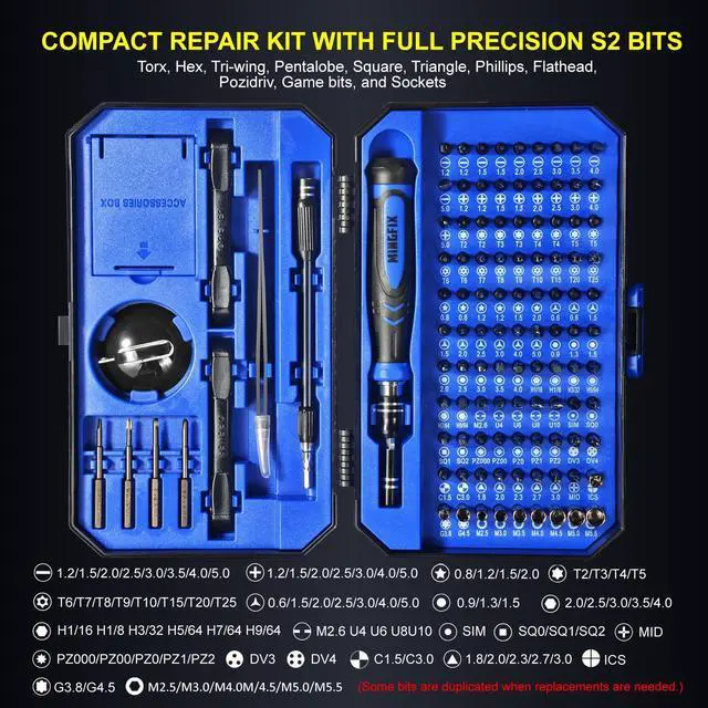 Alt view image 2 of 7 - Small Precision Screwdriver Set with 103 Multi Bits, MINGFIX 115 in 1 Magnetic Repair Tool Kit for MacBook,Laptop,PC,Computers, iPhone, Electronics,PS5,PS4,Nintendo Switch, Xbox,Watches & Eye Glasses