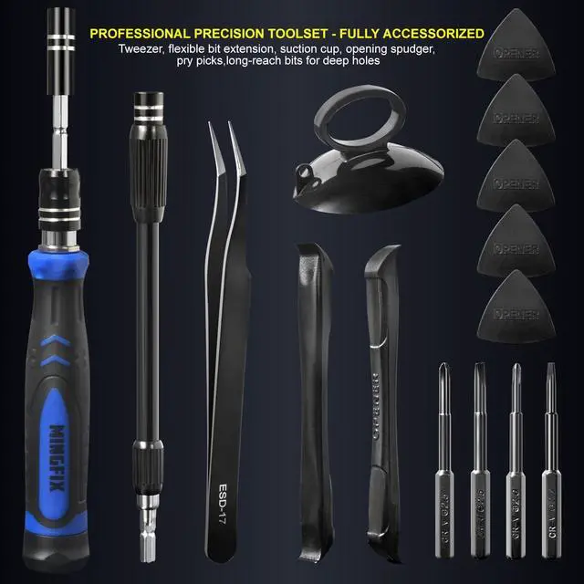 Alt view image 5 of 7 - Small Precision Screwdriver Set with 103 Multi Bits, MINGFIX 115 in 1 Magnetic Repair Tool Kit for MacBook,Laptop,PC,Computers, iPhone, Electronics,PS5,PS4,Nintendo Switch, Xbox,Watches & Eye Glasses