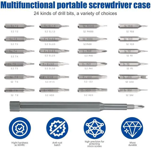 Alt view image 3 of 7 - 24-in-1 Precision Screwdriver Set, Boogom Small Screwdriver Magnetic Set, Mini Carrying Repair Kit for Cameras, Laptops, Cell Phones, Eyeglasses, Game Consoles, Watches