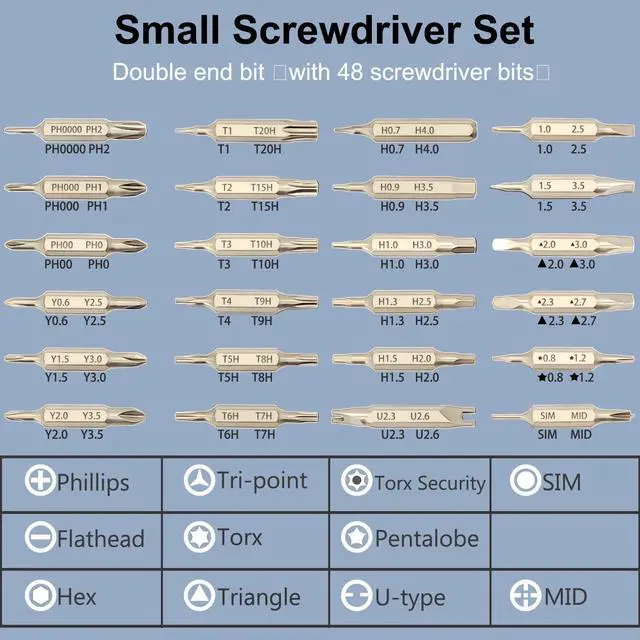 Alt view image 3 of 7 - 49 in 1 Precision Screwdriver Set, Egmen Small Screwdriver Set, Mini Magnetic Screw Driver Set with Case Repair Tool Kit for Doorbell, Glasses, Watch, Computer, PC, Jewelers, Laptop, PS5, Macbook, PS4