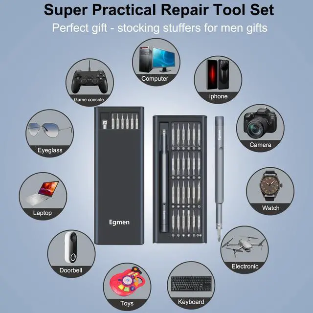 Alt view image 6 of 7 - 49 in 1 Precision Screwdriver Set, Egmen Small Screwdriver Set, Mini Magnetic Screw Driver Set with Case Repair Tool Kit for Doorbell, Glasses, Watch, Computer, PC, Jewelers, Laptop, PS5, Macbook, PS4