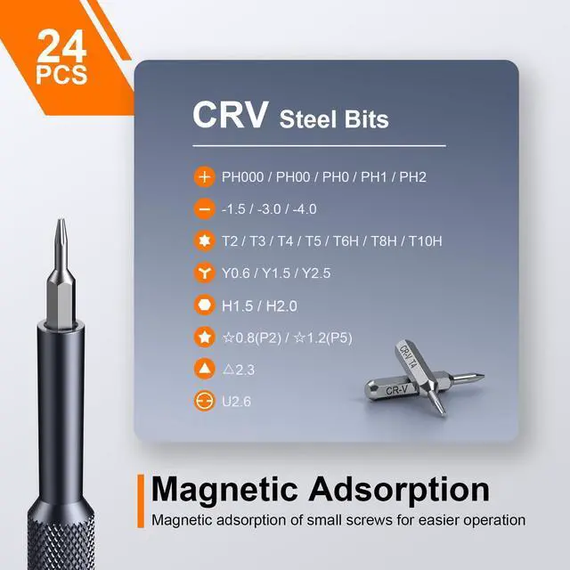 Alt view image 2 of 7 - JOREST 25-IN-1 Precision Screwdriver Set, Mini Repair Tool Kit with Torx for Macbook, Computer, Laptop, iPhone, PS5, Xbox, Switch, Glasses, Watch, Ring Doorbell, Electronic, Small Gift Gadget for Men