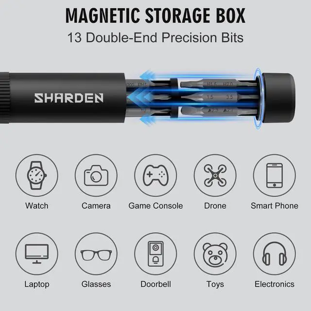 Alt view image 2 of 7 - Sharden 27-in-1 Precision Screwdriver Set Multi Bit Small Screwdriver Magnetic Mini Screwdriver Set Pen Style Manual Repair Tool Kit For Eyeglass, Watch, Computer, Jewelers, Laptop, Electronics, Phone
