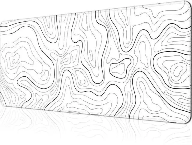 Main image of Gaming Mouse Pad Large 31.5 x 11.8in Topographic Keyboard Pad Mouse Pad for Non-Slip Base and Stitched Edge, Extended Desk Pad XL Keyboard Desk Mat (White)