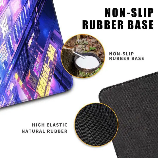 Alt view image 5 of 7 - Extended Large Mouse Pad, XL Gaming Mousepad 31.5 x 11.8 Inch,Full Desk Keyboard Mat with Stitched Edges Big Computer Keyboard Desk Pad for Gaming Office, Futuristic Neon City
