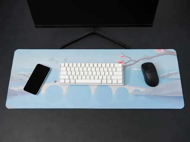 Alt view image 4 of 6 - Rectangle XL Blue Gaming Mouse pad/Desk matStitched EdgesWaterproof Comfortable Mouse pad with Non-Slip Rubber Base for Computer | Laptop | Office & Home | 31.5x11.8in