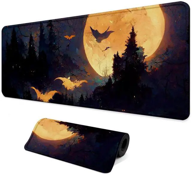 Main image of Gaming Mouse Pad with Anti-Slip Rubber Base, Extended Large Computer Mouse Mat with Stitched Edges, Long XL Anime Mousepad for Laptop and Keyboard, 31.5 x 11.8 inch (Dark Night)