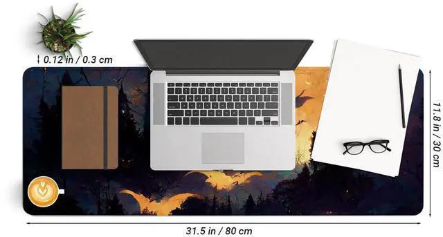 Alt view image 2 of 6 - Gaming Mouse Pad with Anti-Slip Rubber Base, Extended Large Computer Mouse Mat with Stitched Edges, Long XL Anime Mousepad for Laptop and Keyboard, 31.5 x 11.8 inch (Dark Night)