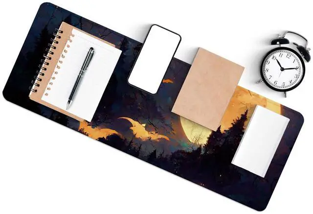 Alt view image 4 of 6 - Gaming Mouse Pad with Anti-Slip Rubber Base, Extended Large Computer Mouse Mat with Stitched Edges, Long XL Anime Mousepad for Laptop and Keyboard, 31.5 x 11.8 inch (Dark Night)