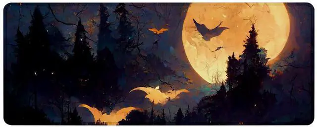 Alt view image 6 of 6 - Gaming Mouse Pad with Anti-Slip Rubber Base, Extended Large Computer Mouse Mat with Stitched Edges, Long XL Anime Mousepad for Laptop and Keyboard, 31.5 x 11.8 inch (Dark Night)