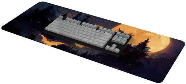 Alt view image 5 of 6 - Gaming Mouse Pad with Anti-Slip Rubber Base, Extended Large Computer Mouse Mat with Stitched Edges, Long XL Anime Mousepad for Laptop and Keyboard, 31.5 x 11.8 inch (Dark Night)