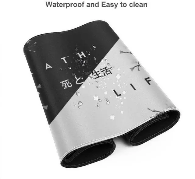 Alt view image 4 of 5 - Black and White Cherry Blossom Mouse Pad Gaming Large Mouse Pad Japanese XL Mousepad Extended Long Big Desk Mat Stitched Edges Non-Slip Rubber Base Mice Pad 31.5 X 11.8 Inch