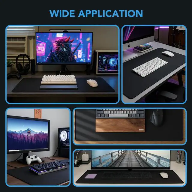 Alt view image 7 of 7 - Large Gaming Mouse Pad with Non-Slip Rubber Base, Waterproof Extra Large Desk Mousepad with Stitched Edges, XXL Computer Long Keyboard Mouse Mat for Gamer, Office & Home, 31.5" x 15.7", Black